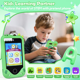 Jusvenmt kids phone held by child, durable silicone case.