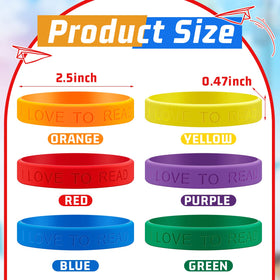 Close-up of Jutom I Love to Read silicone wristbands ready for daily reading challenges