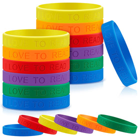 Jutom I Love to Read bracelets in a colorful display to reward young readers