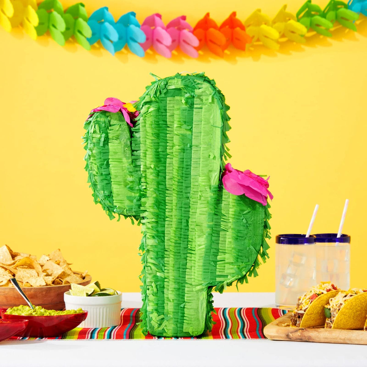 Juvale cactus pinata green corrugated paper adds durable festive texture.