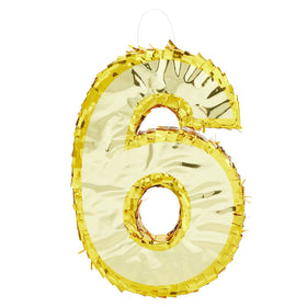 Juvale Gold Foil Number 6 Pinata compact size fits small spaces and festive table decor.