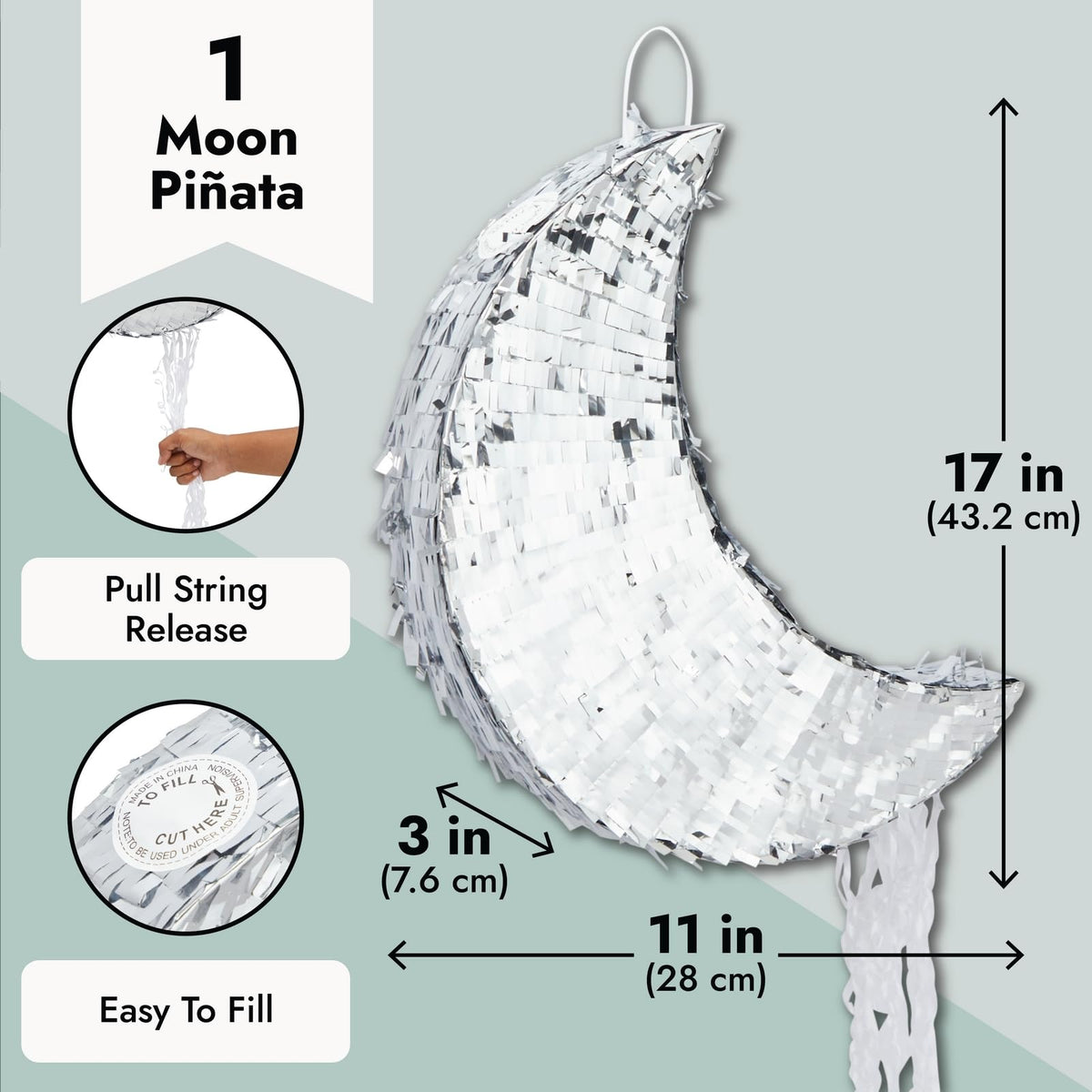 Juvale moon pinata top opening for easy candy filling