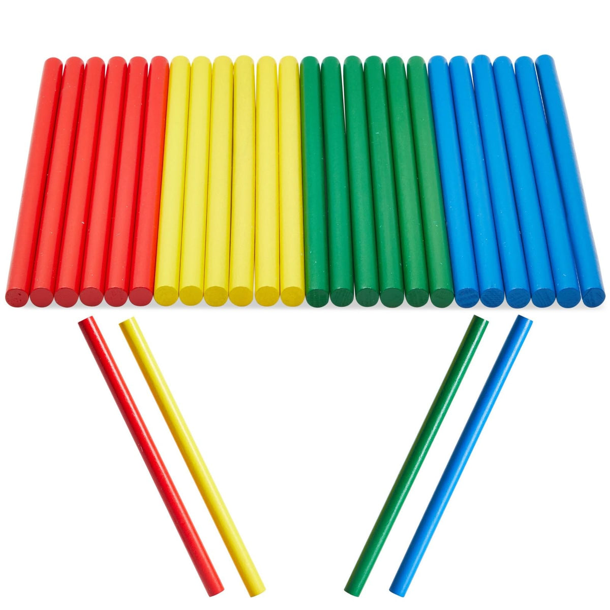 Juvale rhythm sticks for kids, multicolor, durable classroom instrument for rhythm practice.