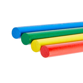 Juvale rhythm sticks for kids, multicolor, six sticks per color for organized groups.
