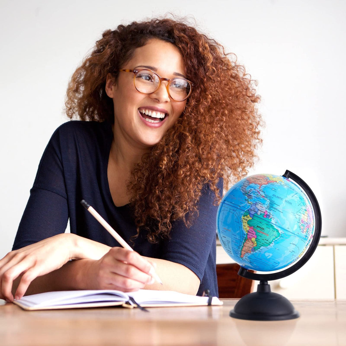 Juvale robust plastic 8-inch globe designed for frequent handling