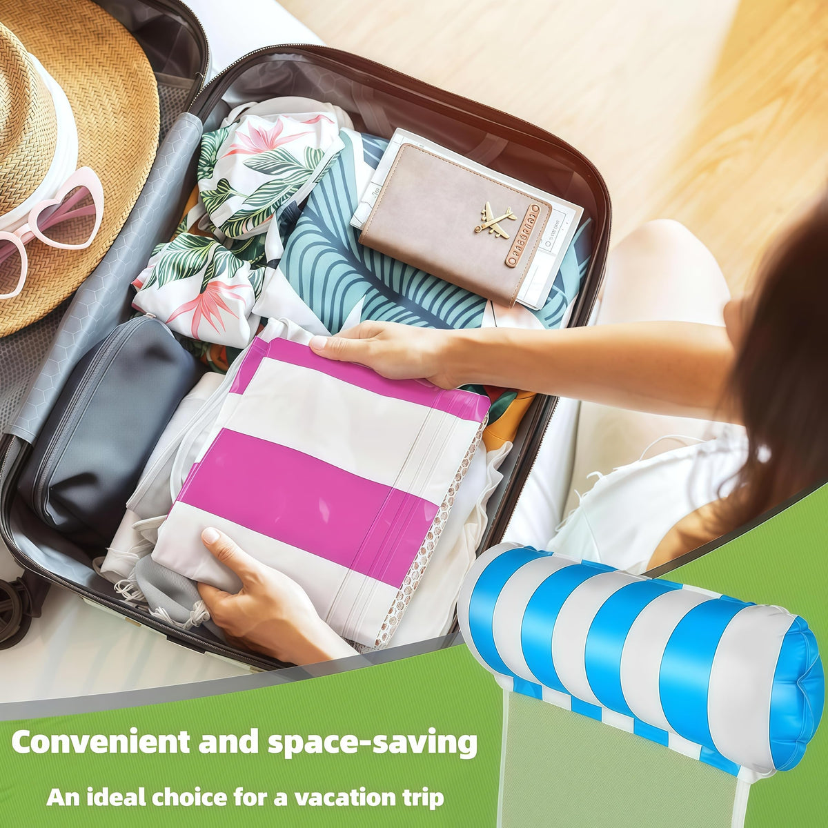 JUXIAO portable 110x98 cm float folds for easy travel.