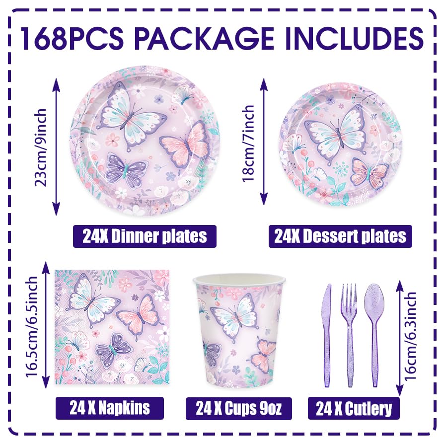 JVORFDG purple butterfly napkins add colorful ambiance and easy cleanup.