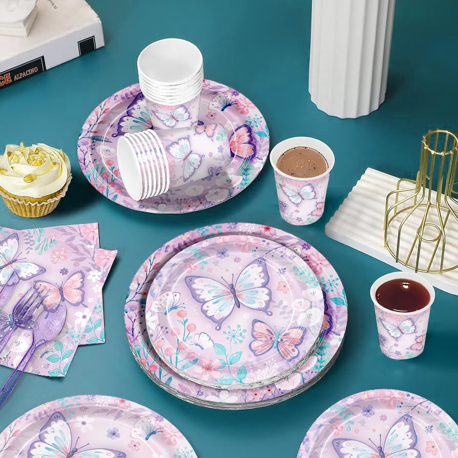 JVORFDG butterfly utensils set complements plates and supports simple self-serve eating.