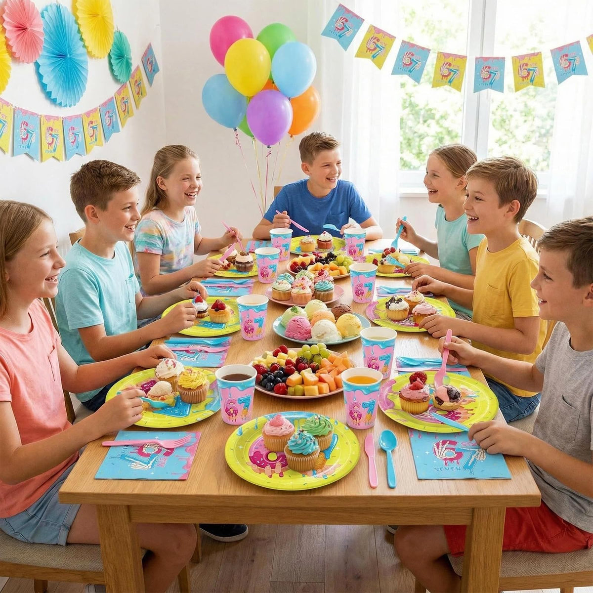 JVORFDG 6-7 meme birthday cups: sturdy beverage holders for kids' drinks.