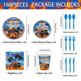JVORFDG Monster Truck dessert plates 24pc add fun to sweet treats and snacks.