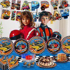 JVORFDG race car banner and tablecloth elevates the backdrop