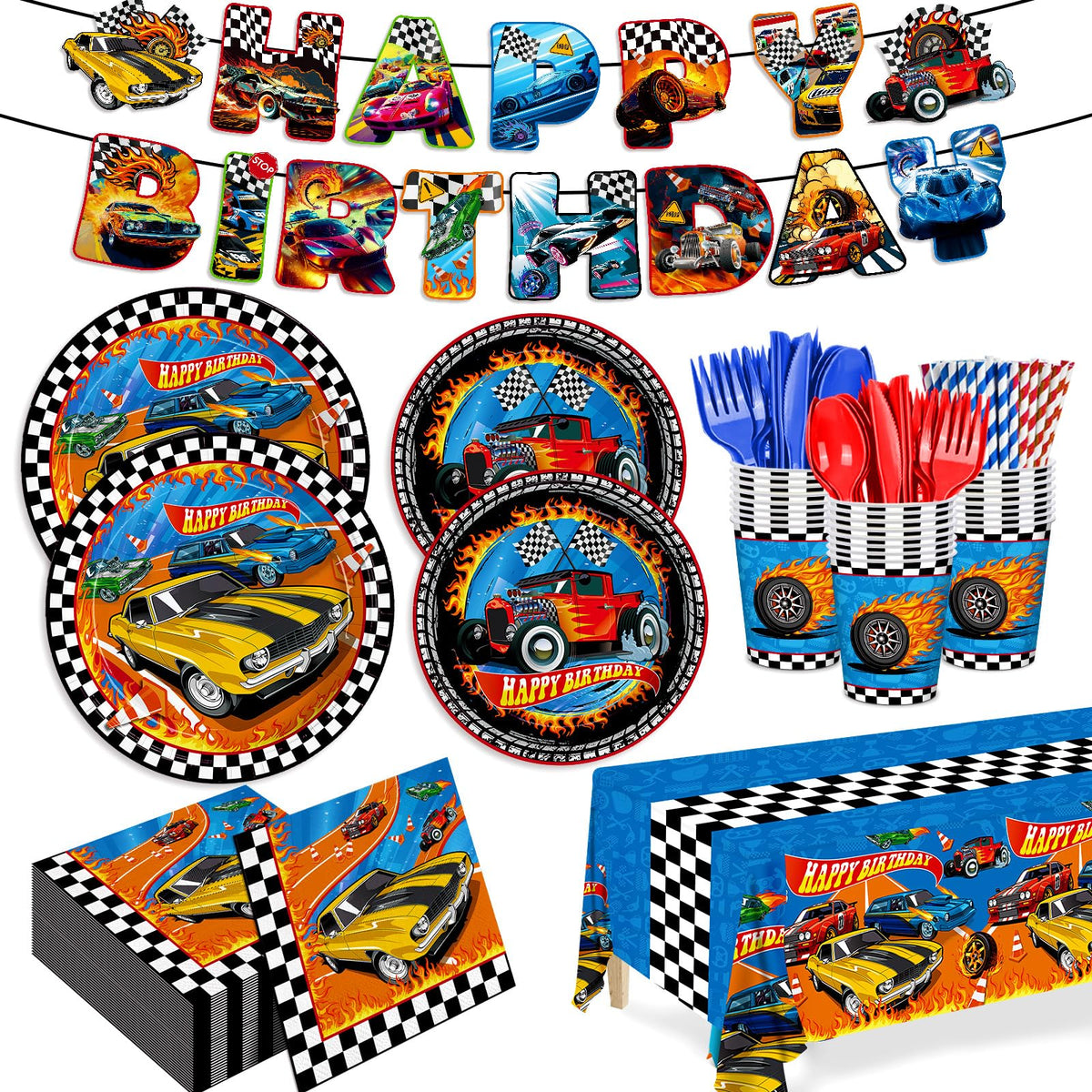 JVORFDG race car 9 inch plates for sturdy party servings