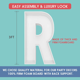 Sturdy foam base keeps the Letter R upright throughout celebrations