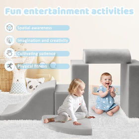 JWPEHOE durable high-density foam blocks cushion tumbles while toddlers explore safe indoor climbing.