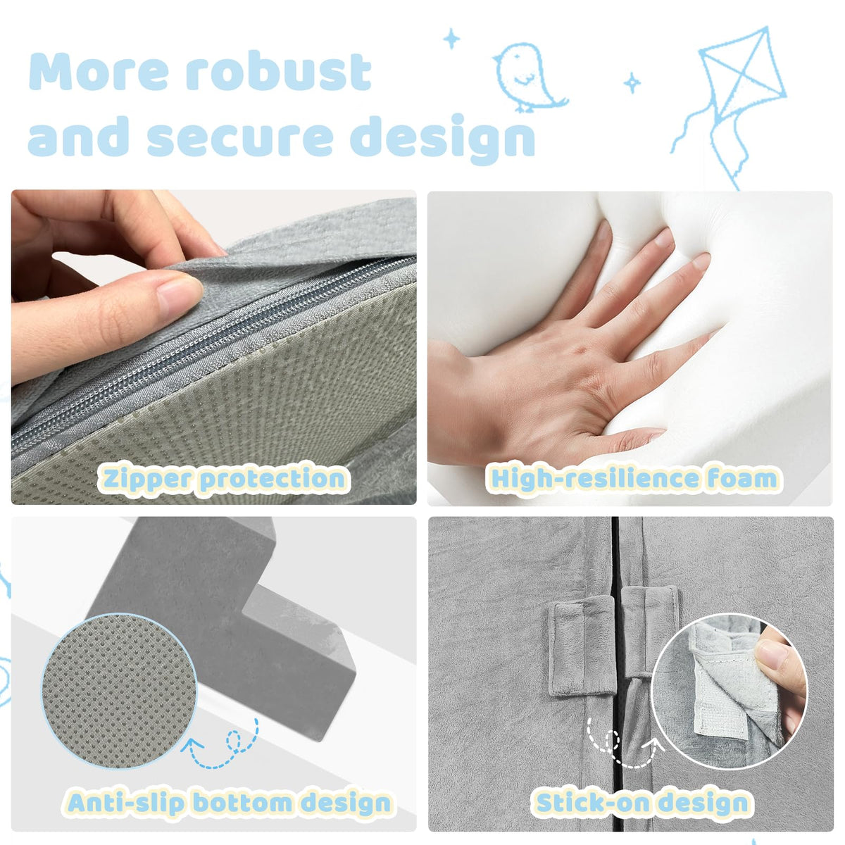 JWPEHOE climb blocks with removable washable covers for easy cleaning after play sessions.