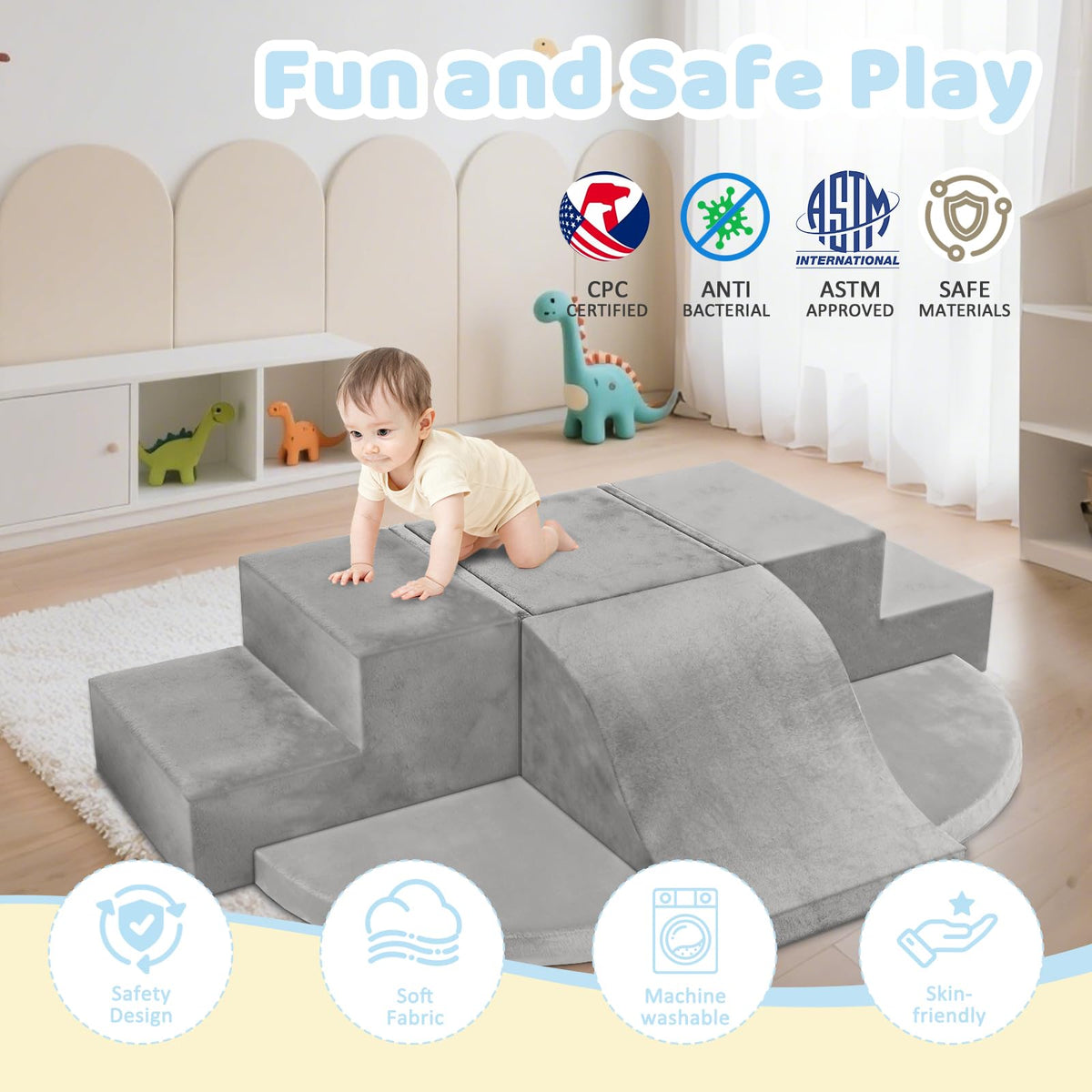 JWPEHOE soft foam climbing blocks in bright colors stimulate balance and creativity during playtime.