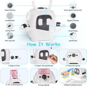 JXJXQU drawing robot for home learning and travel creativity.