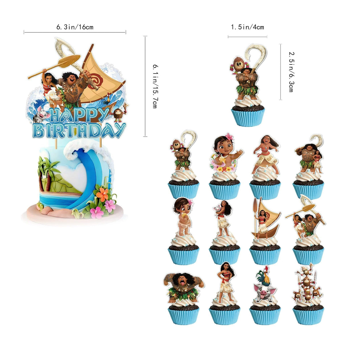 JYHFY Moana cake toppers and tablecloth enhance treats