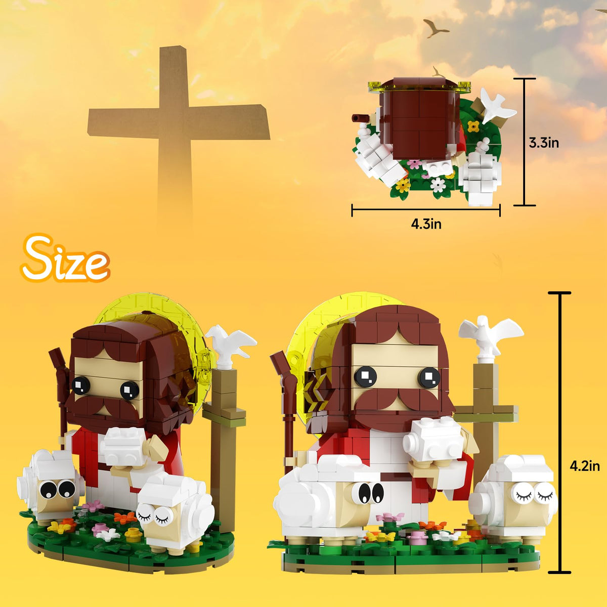 JYPRYMO shepherd Jesus building set with sheep supports storytelling and display