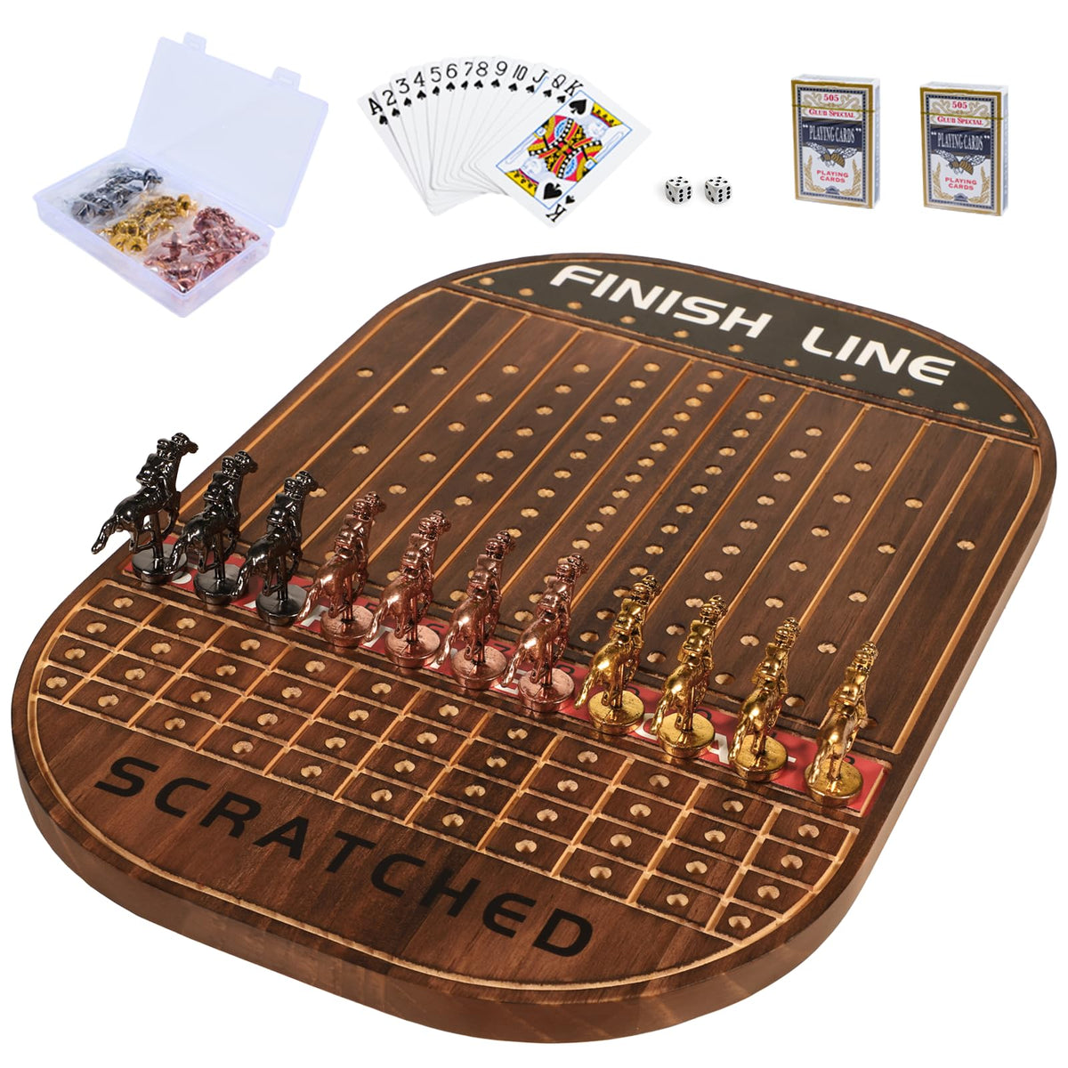 Jyquorp Horse Race Board Game wooden base, durable build for family play