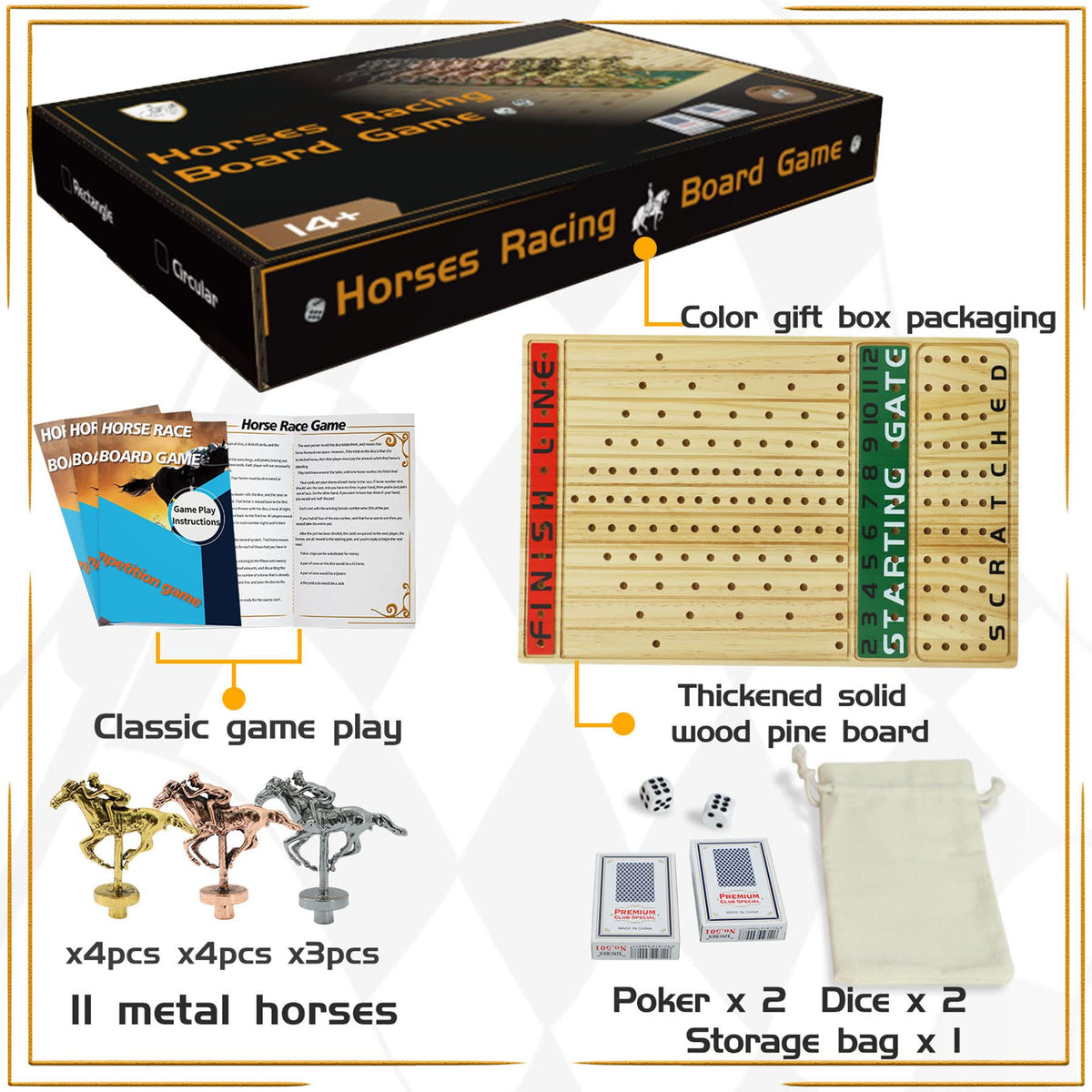 Jyquorp horse race game horse bag for tidy storage after play