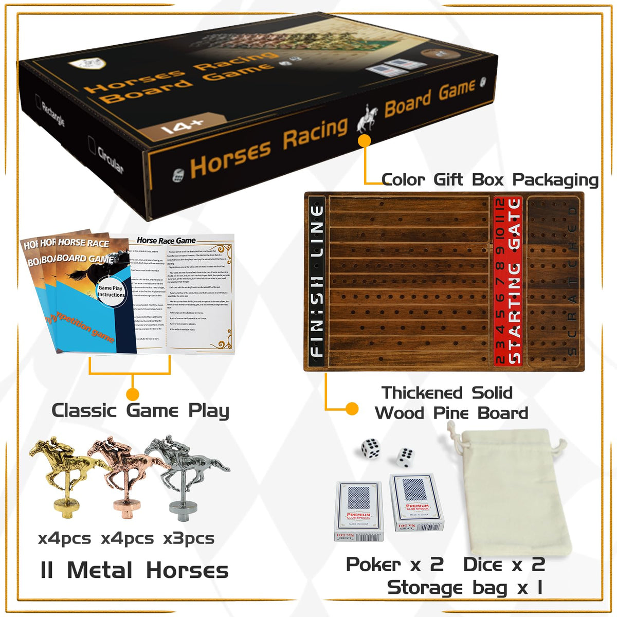 Jyquorp Metal Horses close-up shows durable, premium racing pieces.
