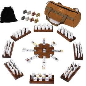 Jyquorp Mexican Train Dominoes wooden trays for private hand handling