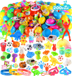 Jyusmile 200-pack prefilled Easter eggs with colorful toys inside for instant play