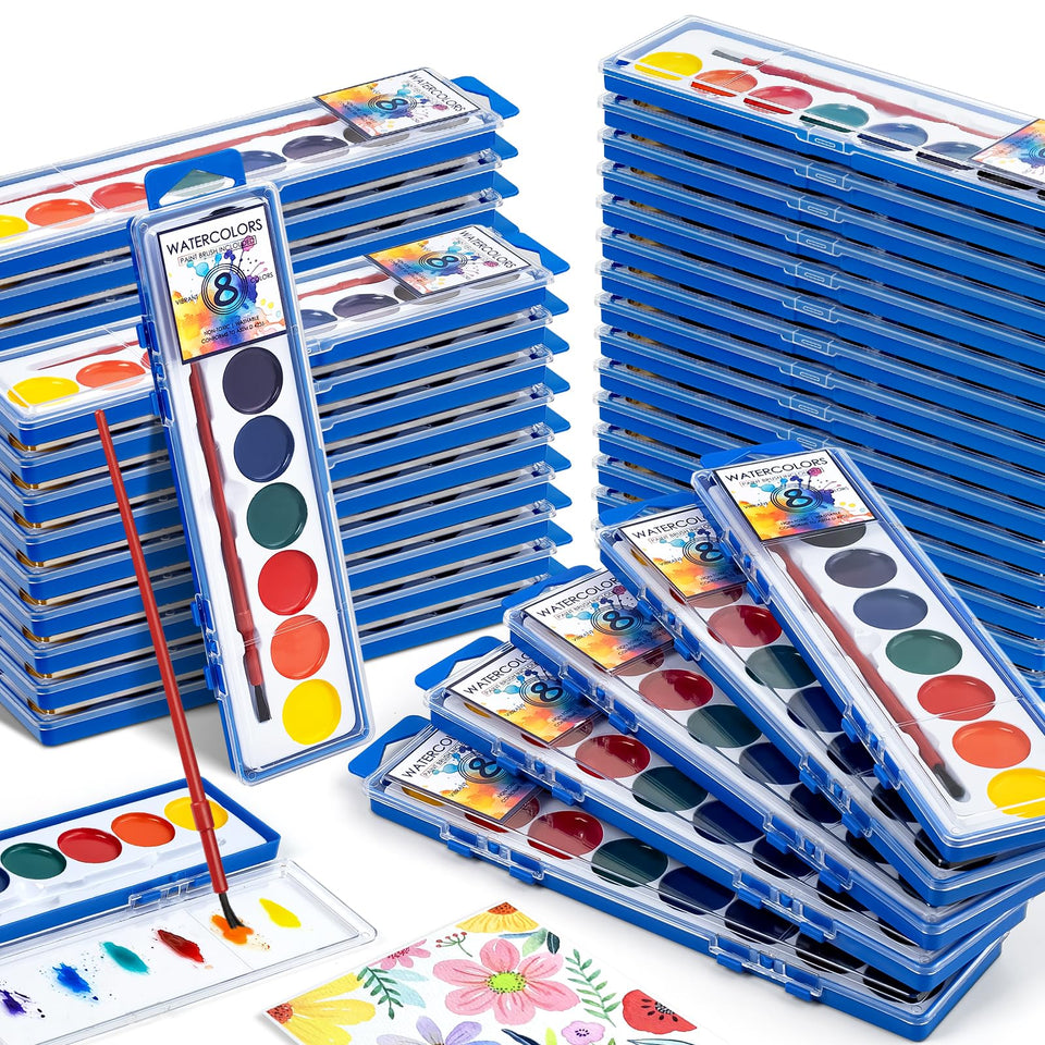 Jyusmile 72 pack watercolor set with brush for classroom art projects.