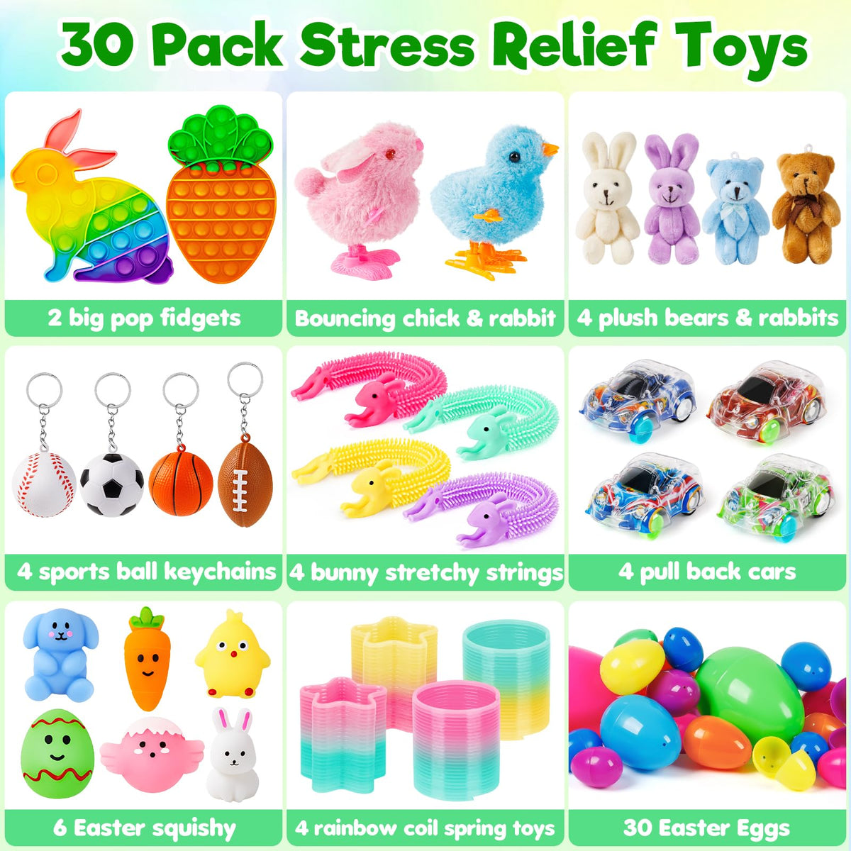 Jyusmile decompression toys Easter eggs add engaging play during the hunt.