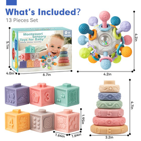 Jyusmile Montessori inspired toys for babies 0-18 months support cognitive and motor skills development.