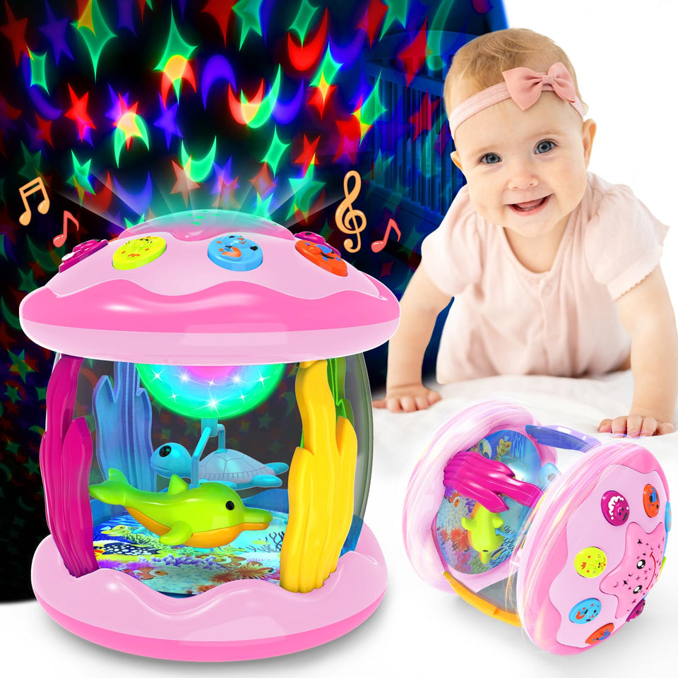 Jyusmile ocean projector with rotating dolphin for nap time