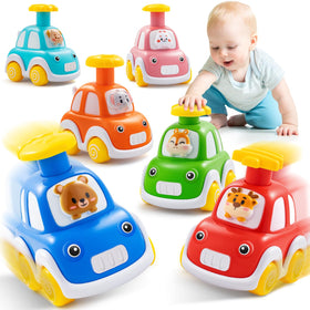 Jyusmile bear press-and-go car on floor for color and motion play
