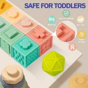Jyusmile soft rings encourage grasping and color recognition during play.
