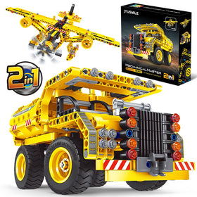 Jyusmile STEM toy truck-plane assembly view highlights hands-on learning through building