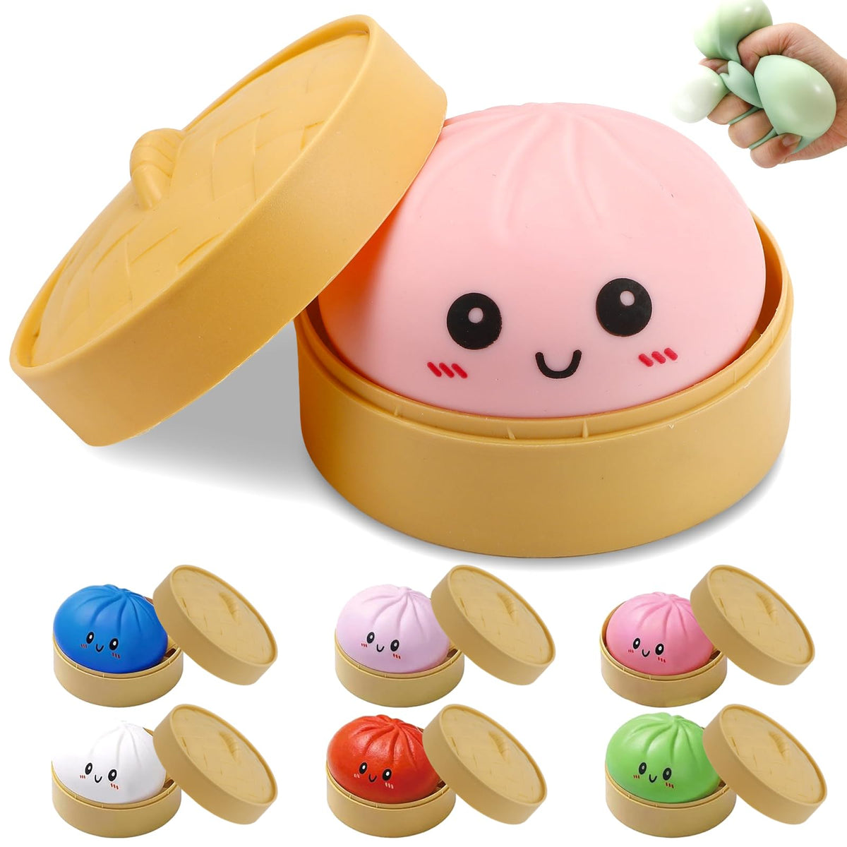 JYXT Dumpling Squishies mystery box reveals colorful surprise.