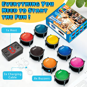 Jyyuehai game show set creates a lively trivia experience.