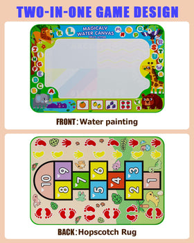 JZSIJ hopscotch rug back shows dinosaur design for active learning.