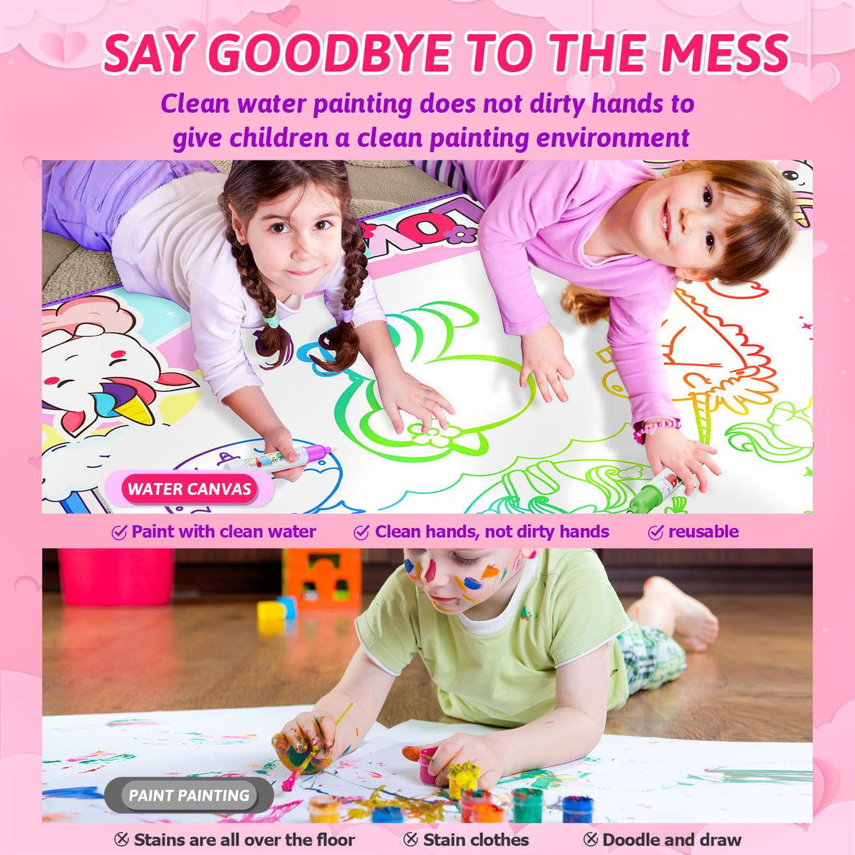 JZSIJ Water Doodle Mat backpack storage for easy travel.