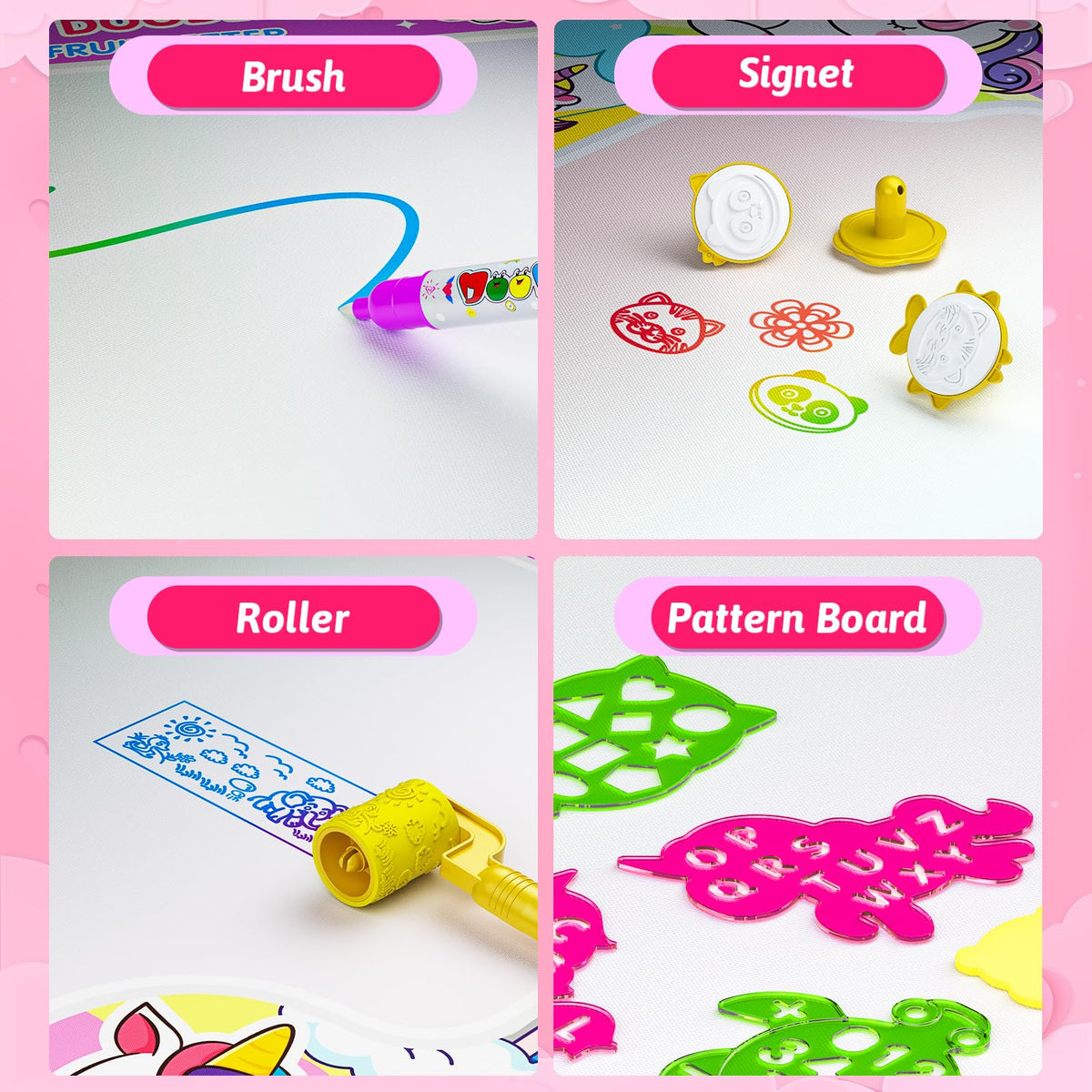JZSIJ Water Doodle Mat drawing molds offer playful shapes.