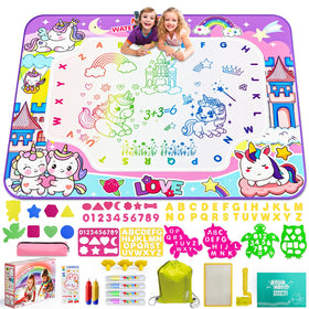 JZSIJ Water Doodle Mat unicorn pattern; mess-free water drawing for kids.