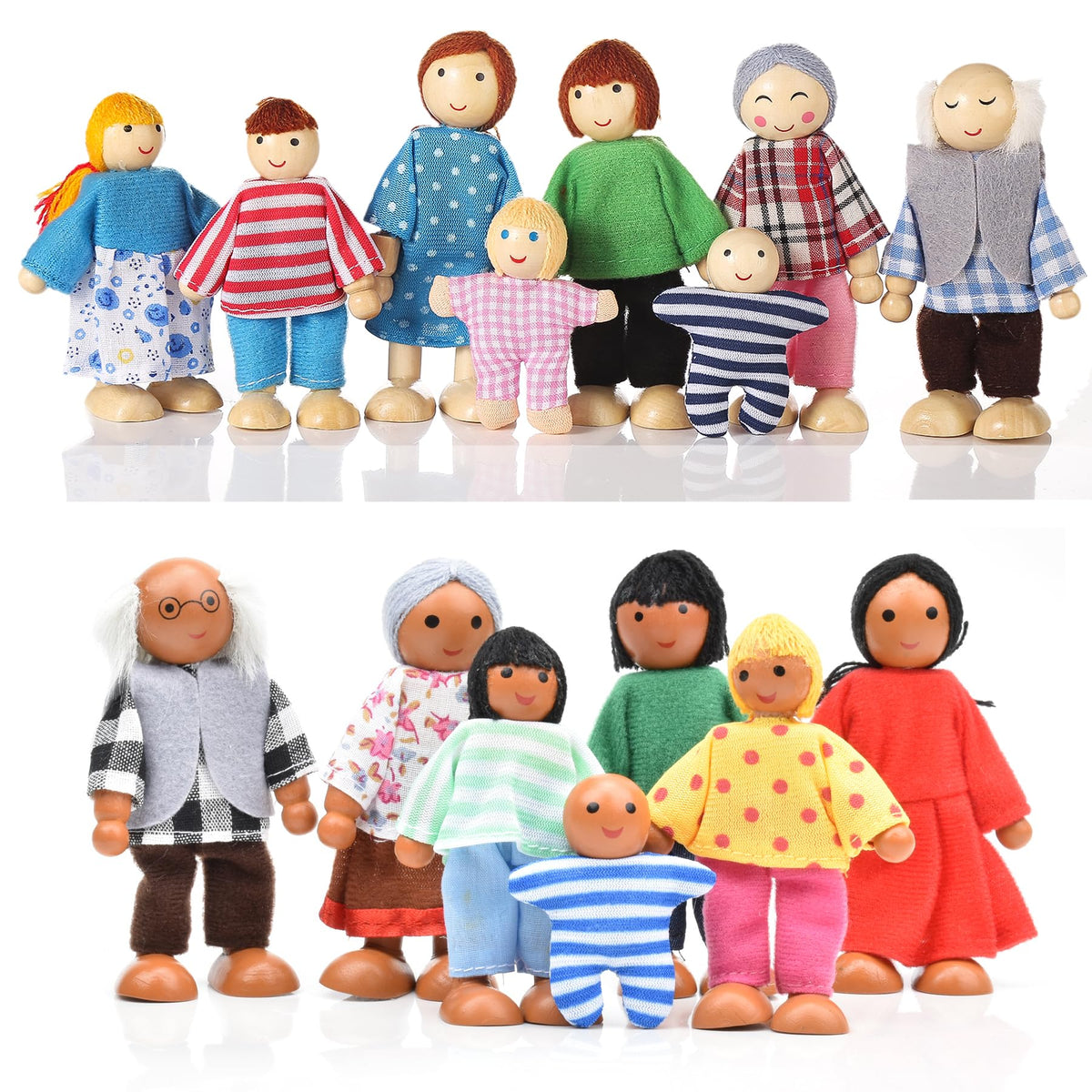Jzszera dollhouse family 15-pcs set for inclusive pretend play