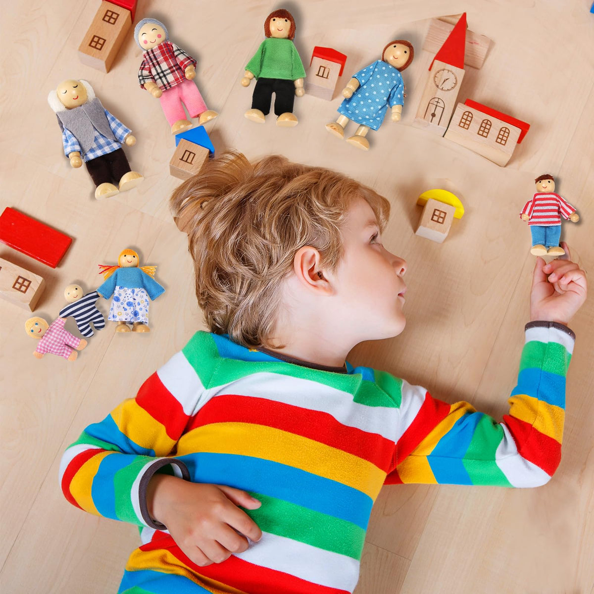 Jzszera wooden doll figures with smooth edges for safe play