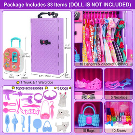 K.T. Fancy magic purple doll closet stores outfits stylishly.
