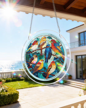 KAAYEE suncatcher birds design creates warm rainbow hues for bright home decor.