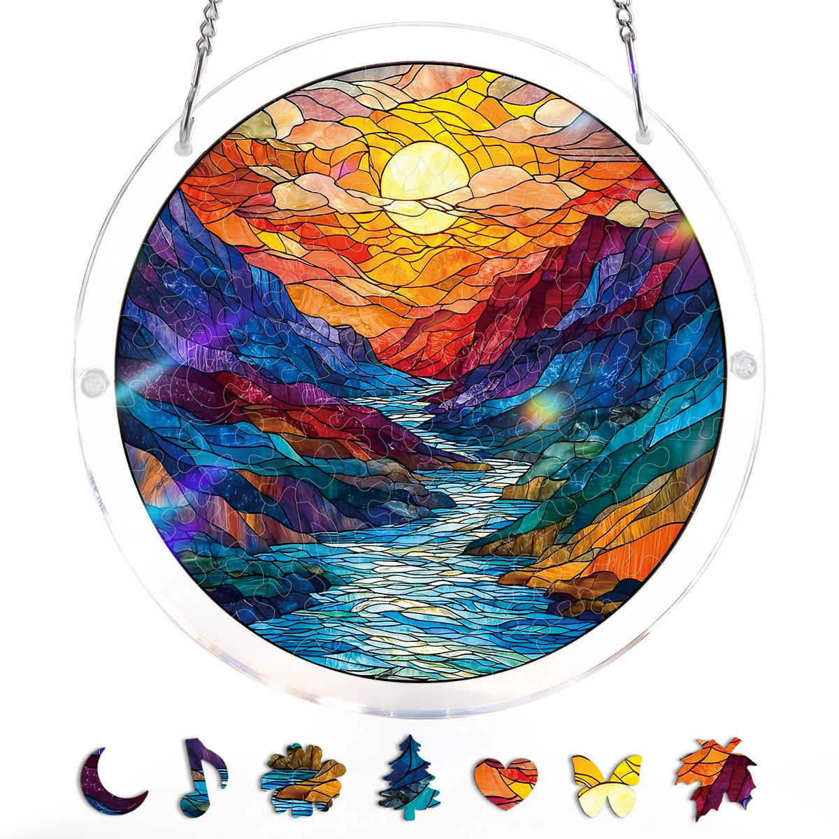 KAAYEE Acrylic Puzzles Suncatcher glazes mountain moon colors brighten windows.