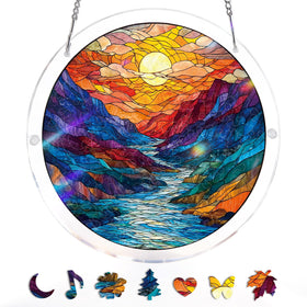 KAAYEE Acrylic Puzzles Suncatcher glazes mountain moon colors brighten windows.
