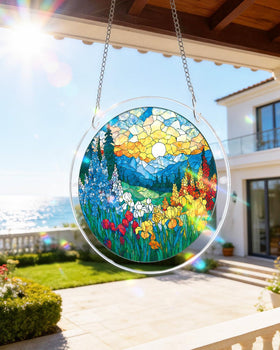 KAAYEE Dawn Flower puzzle suncatcher during assembly adds hands-on decor fun