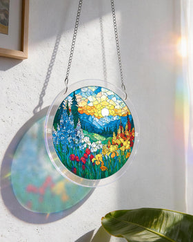 KAAYEE Dawn Flower dual-sided UV-printed suncatcher catches light on both sides