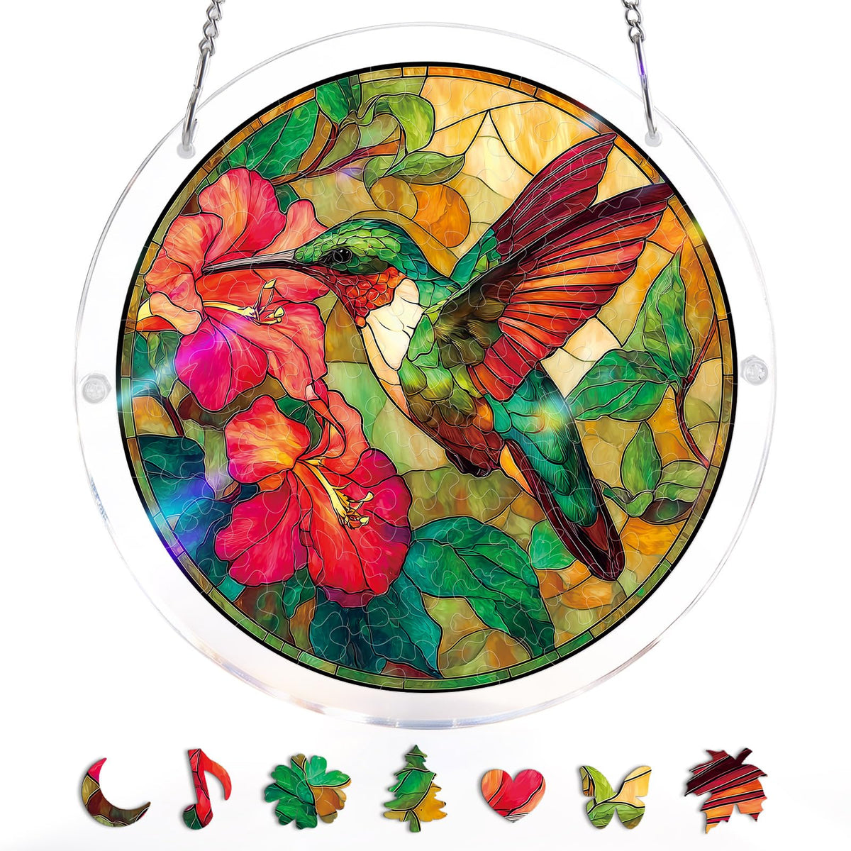 KAAYEE Emerald Flame Hummingbird suncatcher brightens windows with rainbow light